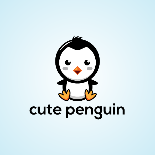 cute penguin logo vector template