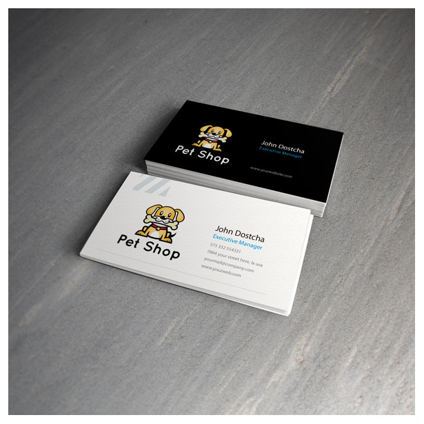 pet shop logo template in vector - dog mascot in name card