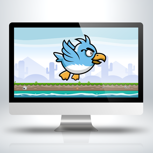 Game Asset - Flappy Cute Blue Duck Game Character Sprite Sheets