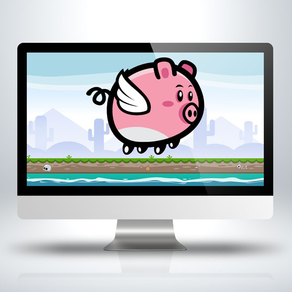 Game Character - Pink Flying Pig Sprite Sheets