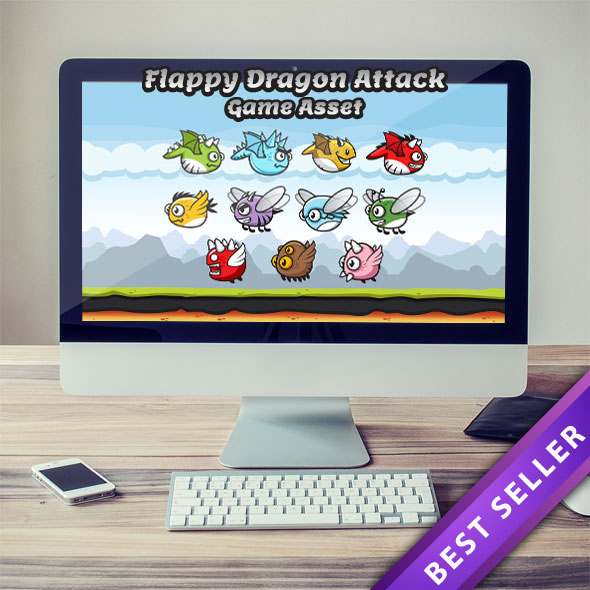 Game Asset - Flappy Dragons Attack Game Character Sprite Sheets