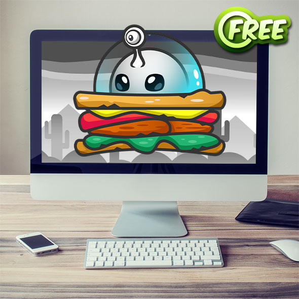 Free 2D game asset - Sandwich alien UFO game asset sprites character