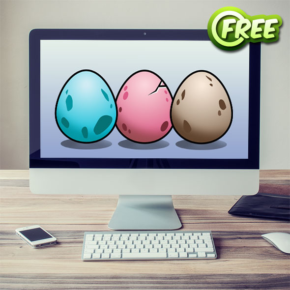 free 2d game asset - triple egg game asset isolated image for indie game developers