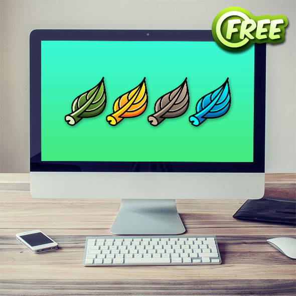 free 2d game asset icon colorful leaf