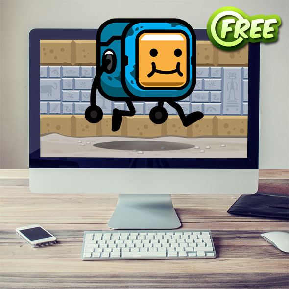 kawaii blue cube robot free 2d game asset sprites for indie game developers